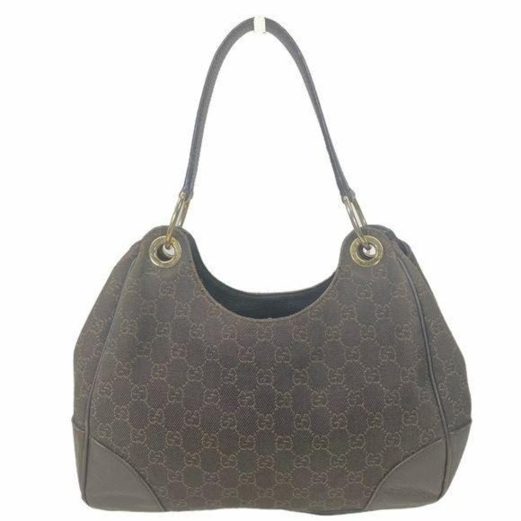 Authentic Gucci Shoulder Bag Brown Canvas Used GG Vintage Handbag - Picture 2 of 13